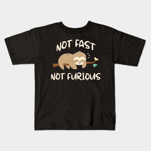 Sloths - Not Fast Not Furious - Cute Sleeping Sloth Lover Gift Kids T-Shirt by DressedForDuty